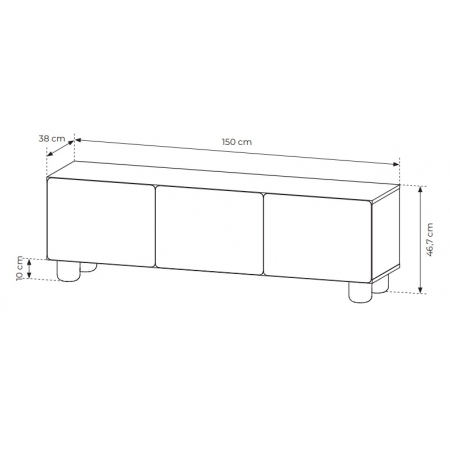 stolik pod telewizor 150 cm rtv 3 drzwiowa LUGO dąb vicenza